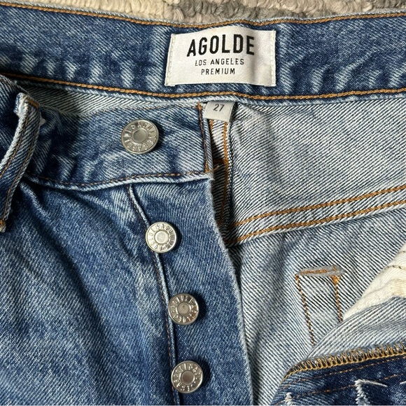 AGOLDE Parker Distressed Cutoff Denim Shorts in Rocksteady - Picture 9 of 11